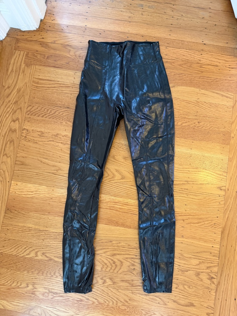 SPANX Black Faux Leather High-Waist Shaping Leggings